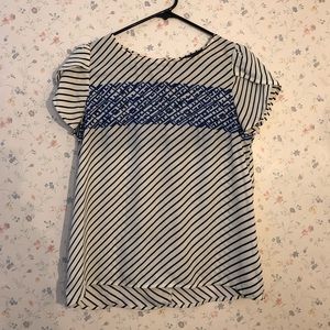 THML Striped and Embroidered Blouse